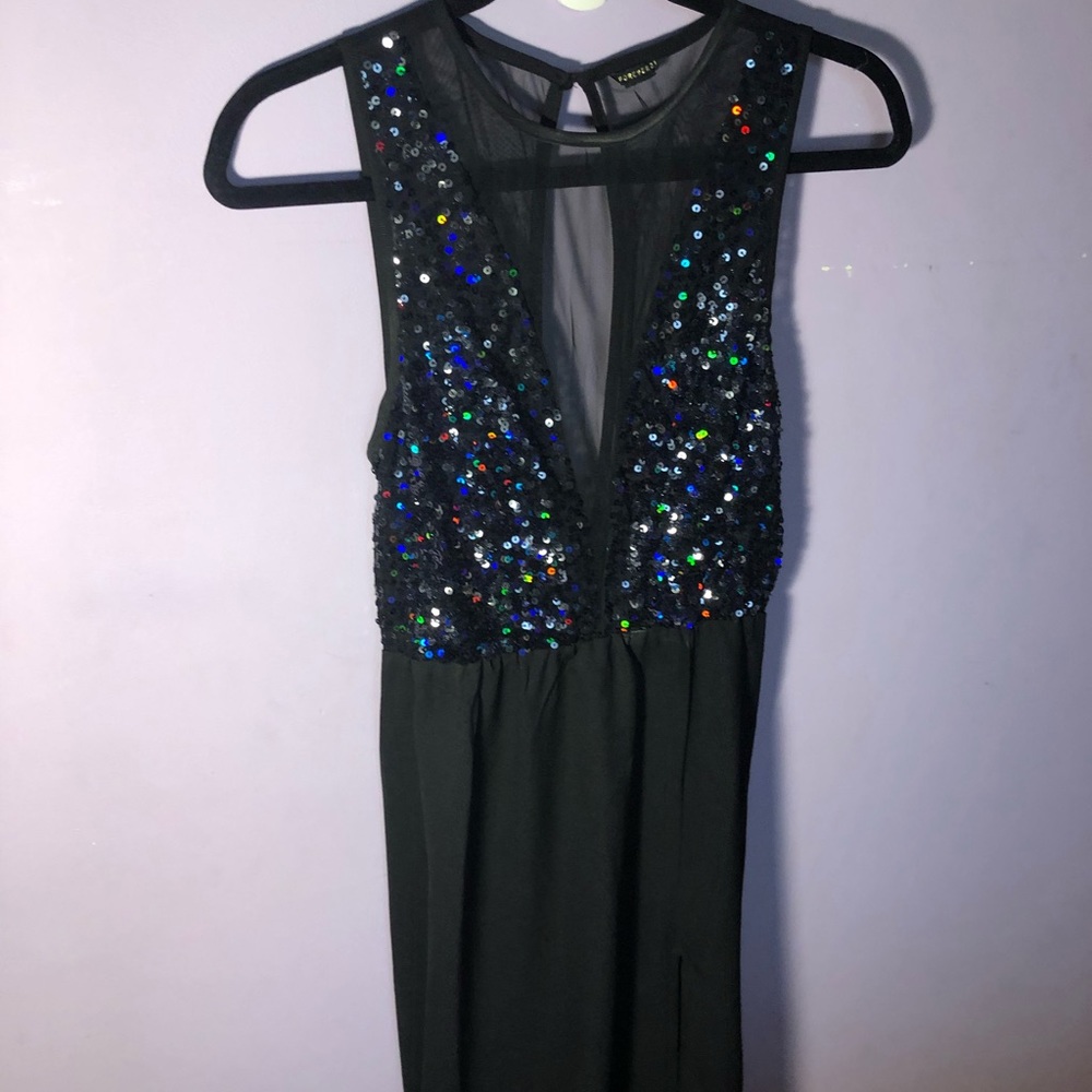 Black Mesh V Neck Sequin Prom Dress Forever 21
